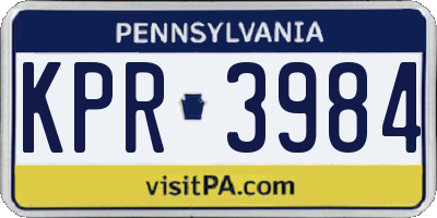 PA license plate KPR3984