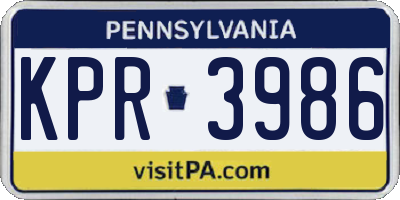 PA license plate KPR3986