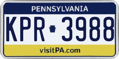 PA license plate KPR3988