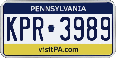 PA license plate KPR3989