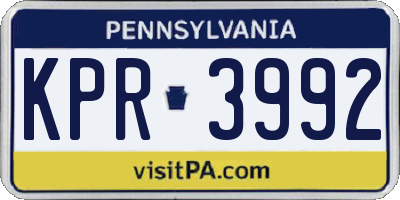 PA license plate KPR3992