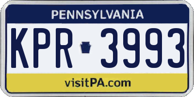 PA license plate KPR3993
