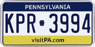PA license plate KPR3994