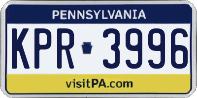 PA license plate KPR3996