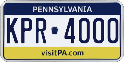 PA license plate KPR4000