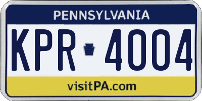 PA license plate KPR4004