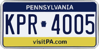 PA license plate KPR4005