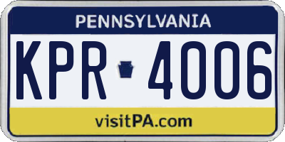 PA license plate KPR4006