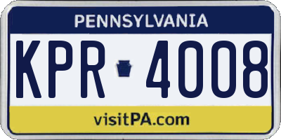 PA license plate KPR4008