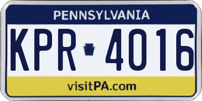 PA license plate KPR4016