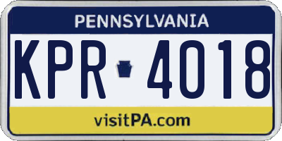PA license plate KPR4018
