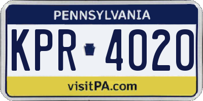 PA license plate KPR4020