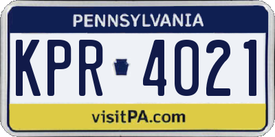 PA license plate KPR4021