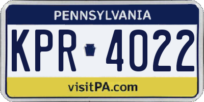 PA license plate KPR4022