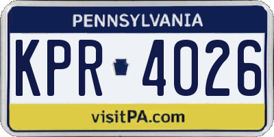 PA license plate KPR4026