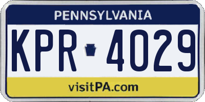 PA license plate KPR4029
