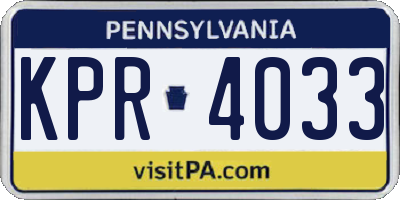 PA license plate KPR4033