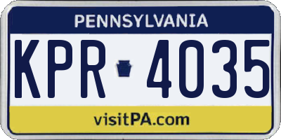 PA license plate KPR4035