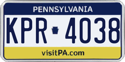 PA license plate KPR4038