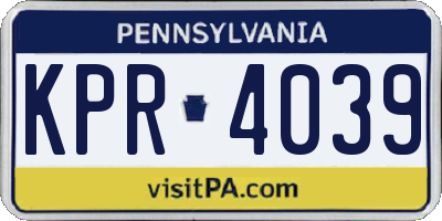 PA license plate KPR4039