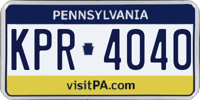 PA license plate KPR4040