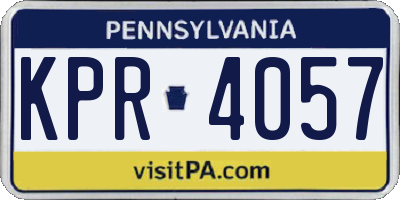 PA license plate KPR4057