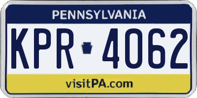 PA license plate KPR4062