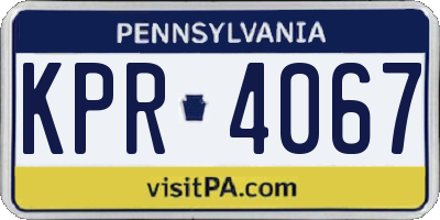 PA license plate KPR4067
