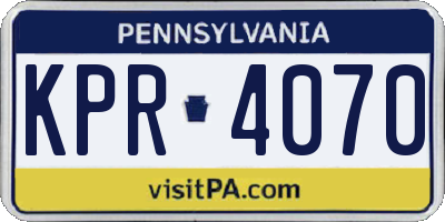PA license plate KPR4070