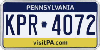 PA license plate KPR4072