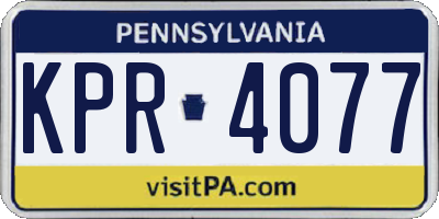 PA license plate KPR4077