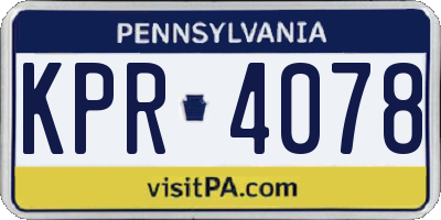 PA license plate KPR4078