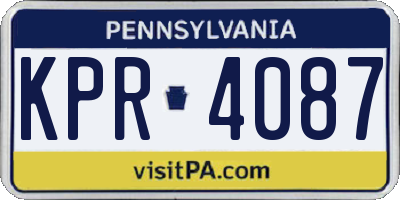 PA license plate KPR4087