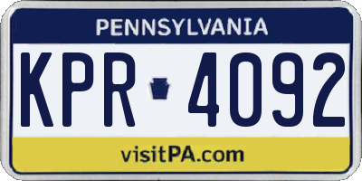 PA license plate KPR4092