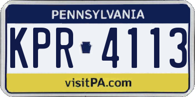 PA license plate KPR4113