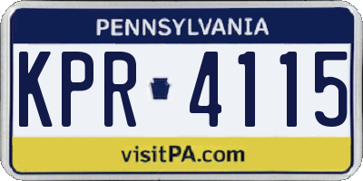 PA license plate KPR4115