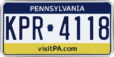 PA license plate KPR4118