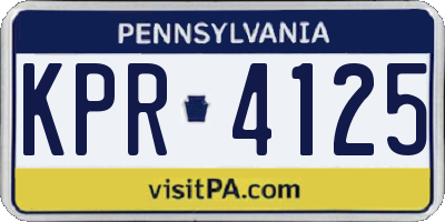 PA license plate KPR4125