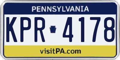 PA license plate KPR4178