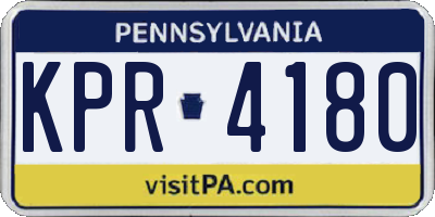 PA license plate KPR4180