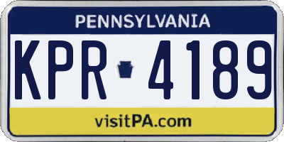 PA license plate KPR4189