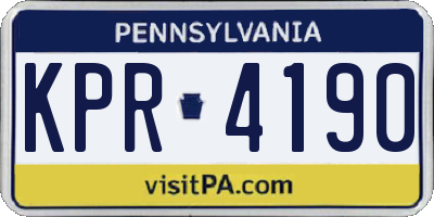 PA license plate KPR4190