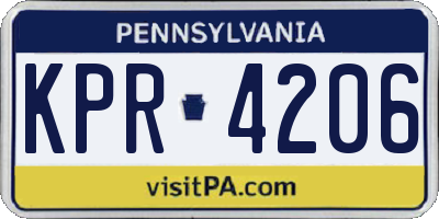 PA license plate KPR4206