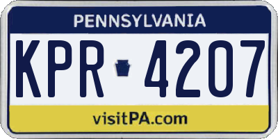 PA license plate KPR4207
