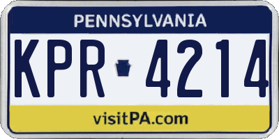 PA license plate KPR4214
