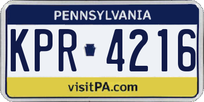 PA license plate KPR4216