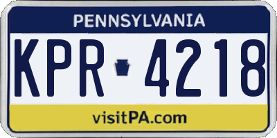 PA license plate KPR4218