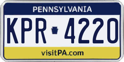 PA license plate KPR4220