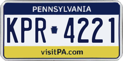 PA license plate KPR4221