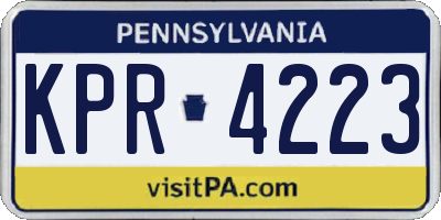 PA license plate KPR4223